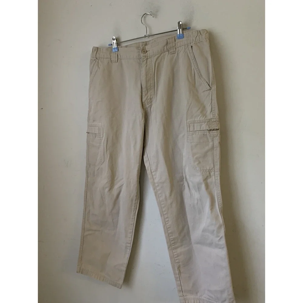 LL Bean Mens‎ Pants 36x30 Khaki Canvas Workwear Outdoor Beige Cargo Twill Spring